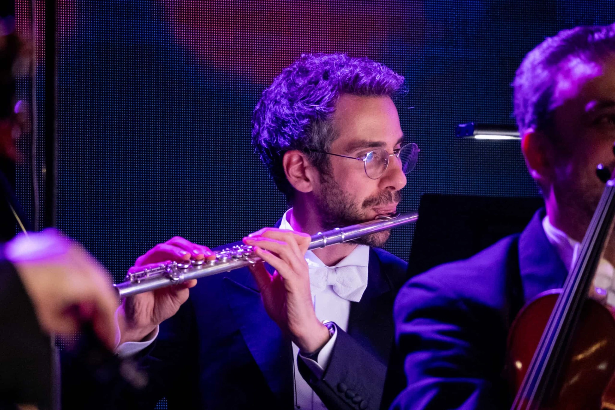 Flautist performing